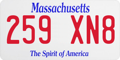 MA license plate 259XN8