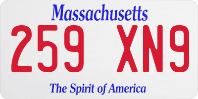 MA license plate 259XN9