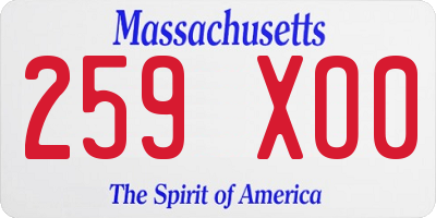 MA license plate 259XO0
