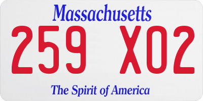 MA license plate 259XO2