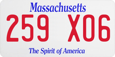 MA license plate 259XO6