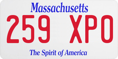 MA license plate 259XP0
