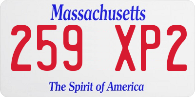 MA license plate 259XP2