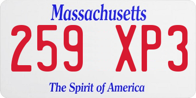 MA license plate 259XP3