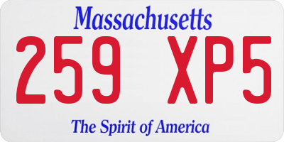 MA license plate 259XP5