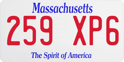 MA license plate 259XP6
