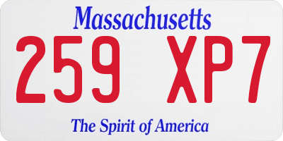 MA license plate 259XP7