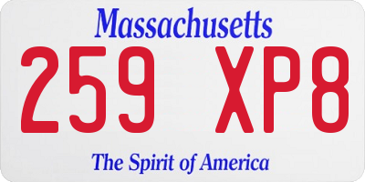 MA license plate 259XP8