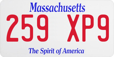 MA license plate 259XP9