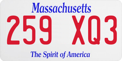 MA license plate 259XQ3