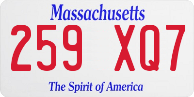 MA license plate 259XQ7