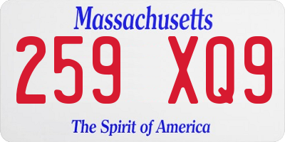 MA license plate 259XQ9