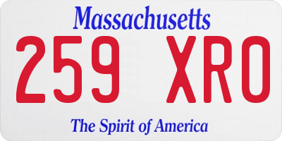 MA license plate 259XR0