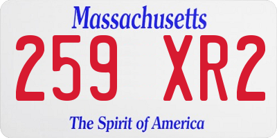 MA license plate 259XR2