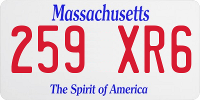 MA license plate 259XR6