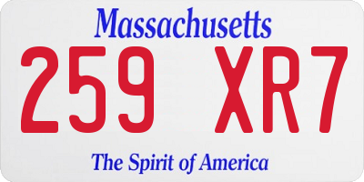 MA license plate 259XR7