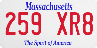 MA license plate 259XR8