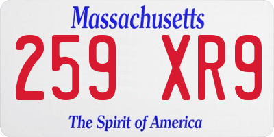 MA license plate 259XR9