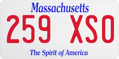 MA license plate 259XS0