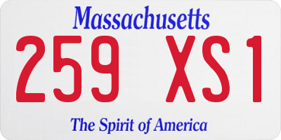 MA license plate 259XS1