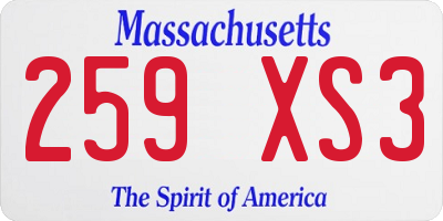 MA license plate 259XS3