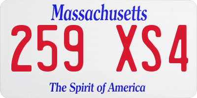 MA license plate 259XS4