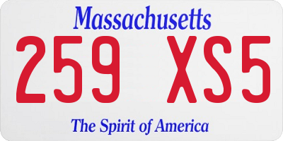 MA license plate 259XS5
