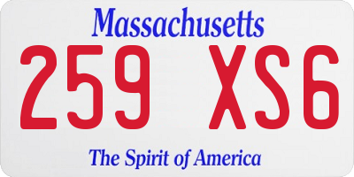 MA license plate 259XS6