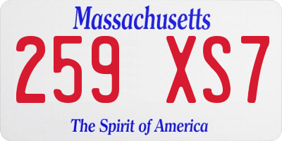 MA license plate 259XS7