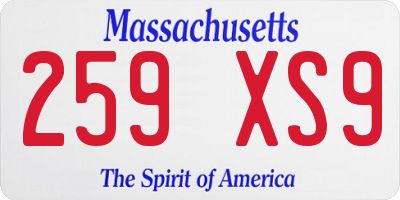MA license plate 259XS9