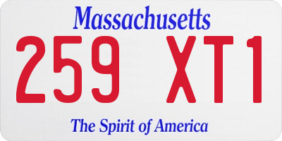 MA license plate 259XT1