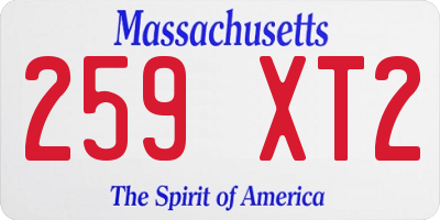 MA license plate 259XT2