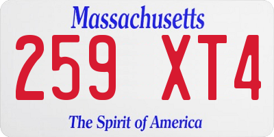 MA license plate 259XT4