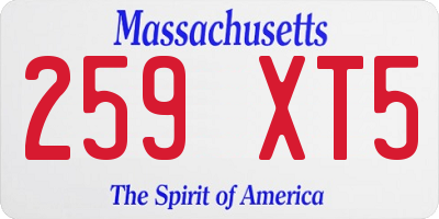 MA license plate 259XT5