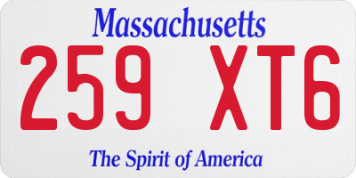 MA license plate 259XT6