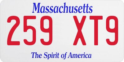 MA license plate 259XT9