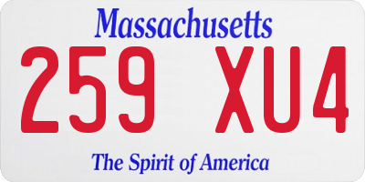MA license plate 259XU4