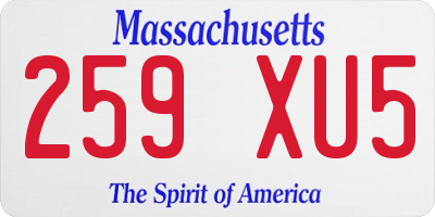 MA license plate 259XU5