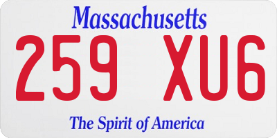 MA license plate 259XU6
