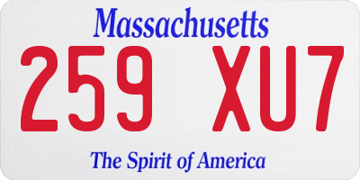 MA license plate 259XU7