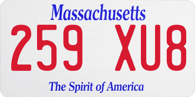 MA license plate 259XU8
