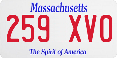 MA license plate 259XV0