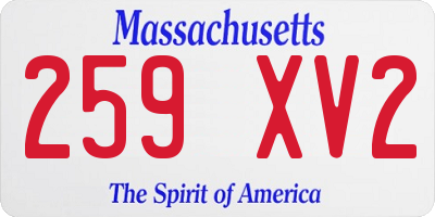 MA license plate 259XV2