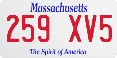 MA license plate 259XV5