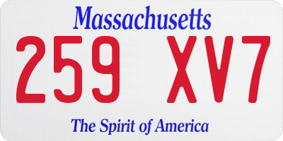MA license plate 259XV7