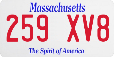 MA license plate 259XV8
