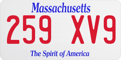 MA license plate 259XV9