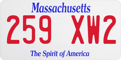 MA license plate 259XW2