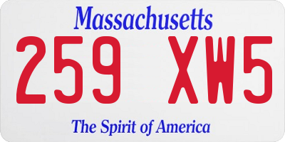 MA license plate 259XW5