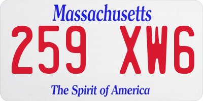 MA license plate 259XW6